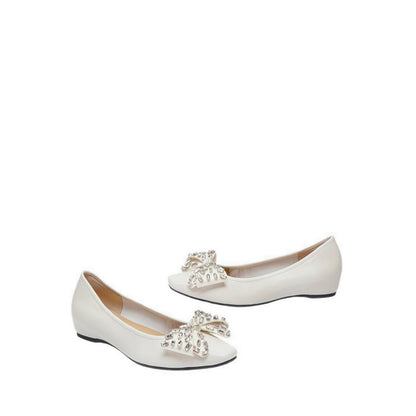 Pazzion Women's Halisse Diamante Bow Leather Flats - Beige