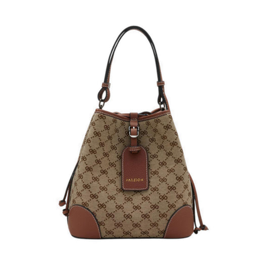 Women's Hedi Monogram Bucket Bag - Brown