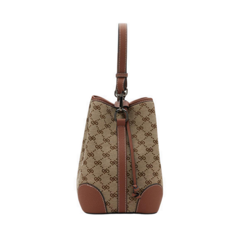 Women's Hedi Monogram Bucket Bag - Brown