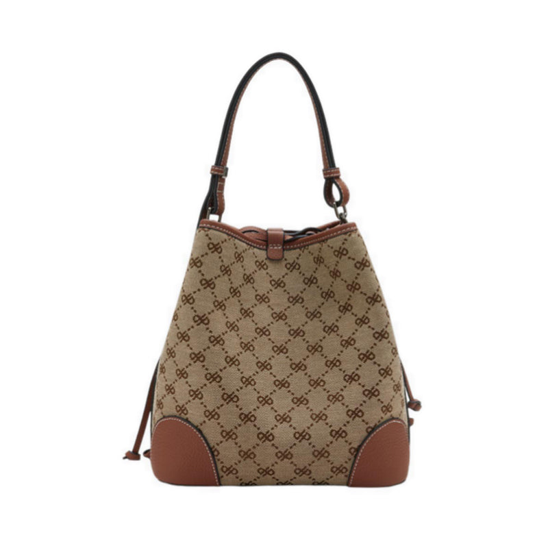 Women's Hedi Monogram Bucket Bag - Brown