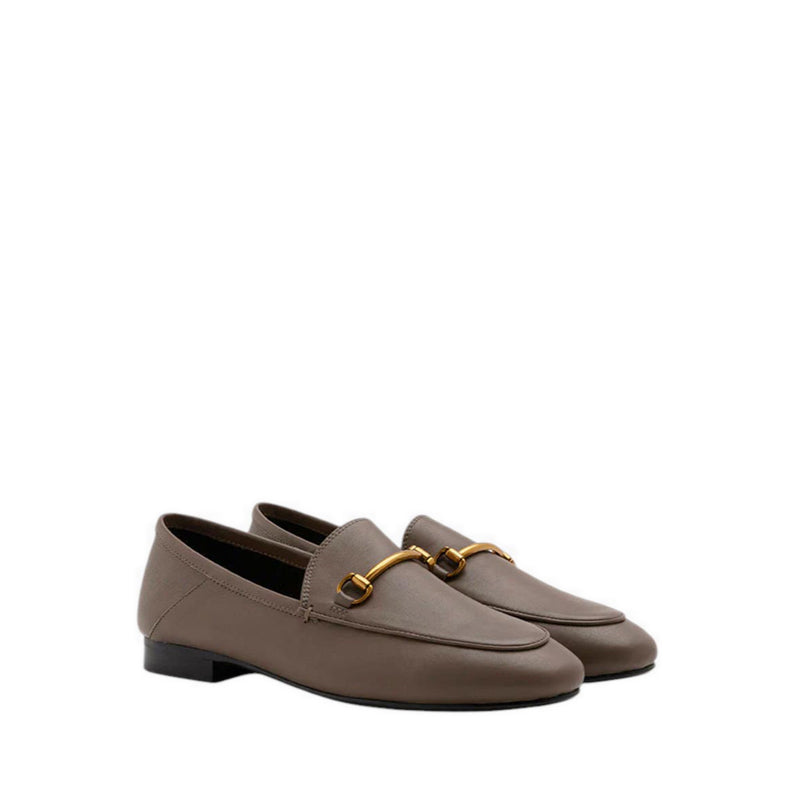 Isabeau Metal Buckle Loafers - Khaki