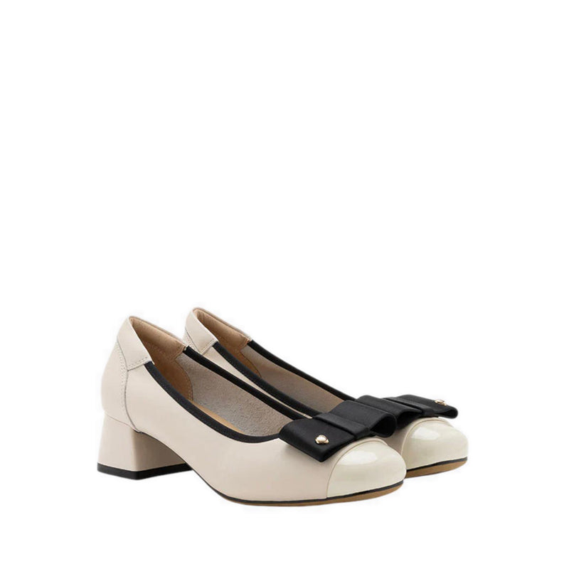 Itzel Love Embellished Bow Low Block Heels - White