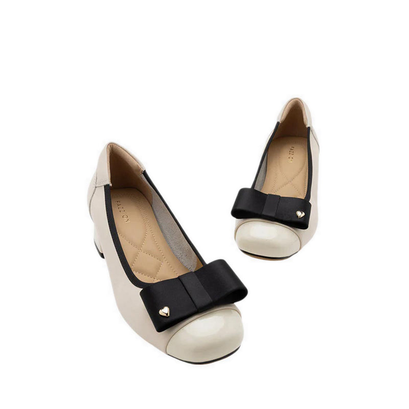 Itzel Love Embellished Bow Low Block Heels - White