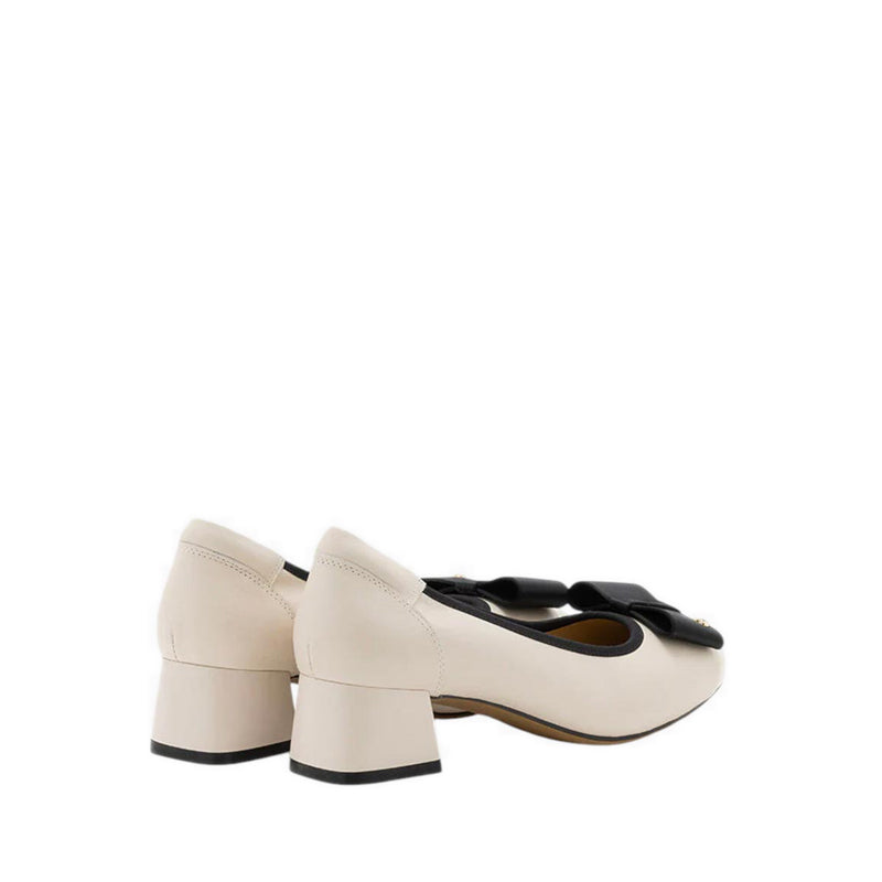Itzel Love Embellished Bow Low Block Heels - White