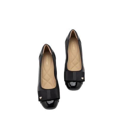 Itzel Love Embellished Bow Low Block Heels - Black