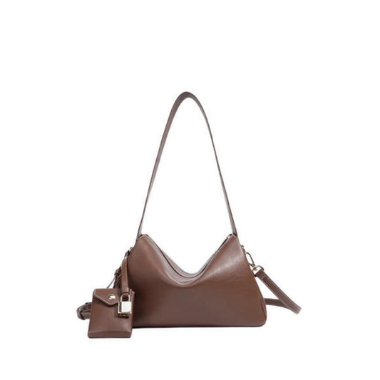 Pazzion Women's Ivana Lock Leather Bag - Brown