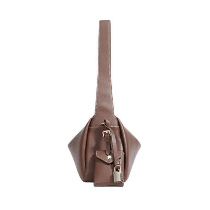 Pazzion Women's Ivana Lock Leather Bag - Brown
