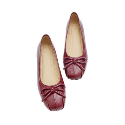 Janae Sculpted Bow Knot Flats - Maroon