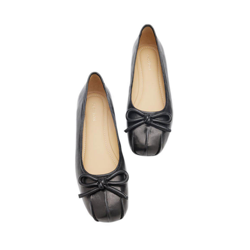 Janae Sculpted Bow Knot Flats - Black