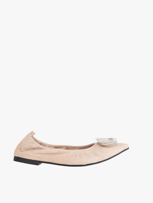 Pazzion Women's Harper Gold Buckled Pointed-Toe Flats - Natural