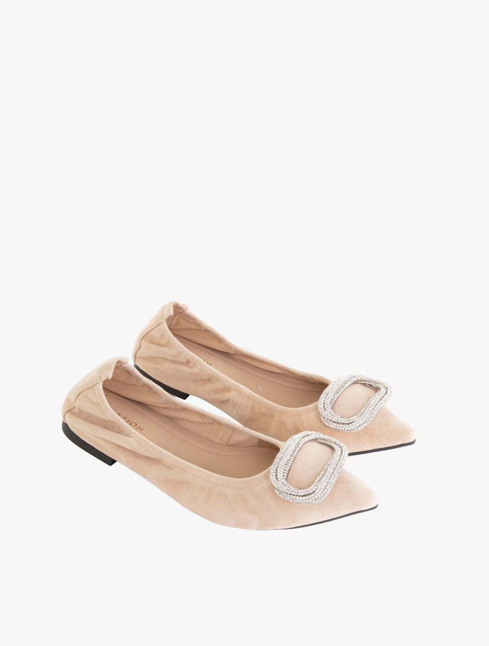Pazzion Women's Harper Gold Buckled Pointed-Toe Flats - Natural