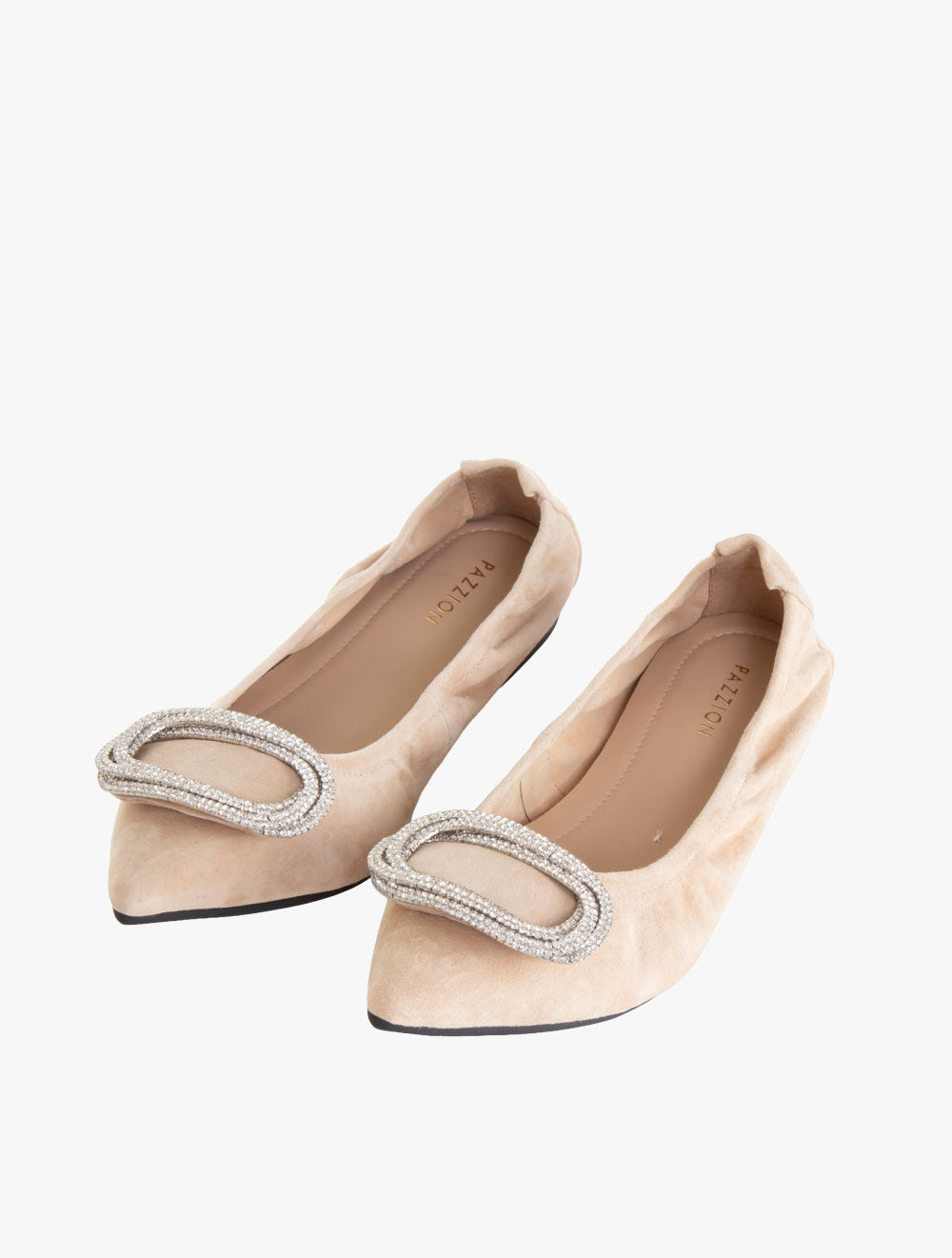 Pazzion Women's Harper Gold Buckled Pointed-Toe Flats - Natural