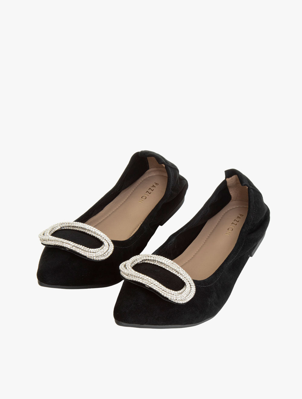 Pazzion Women's Harper Gold Buckled Pointed-Toe Flats - Black