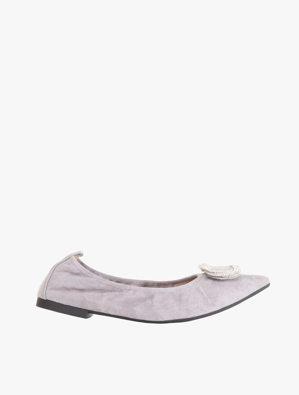 Pazzion Women's Harper Gold Buckled Pointed-Toe Flats - Grey