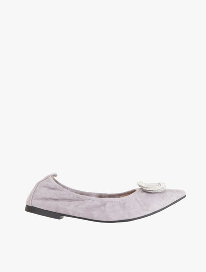 Pazzion Women's Harper Gold Buckled Pointed-Toe Flats - Grey