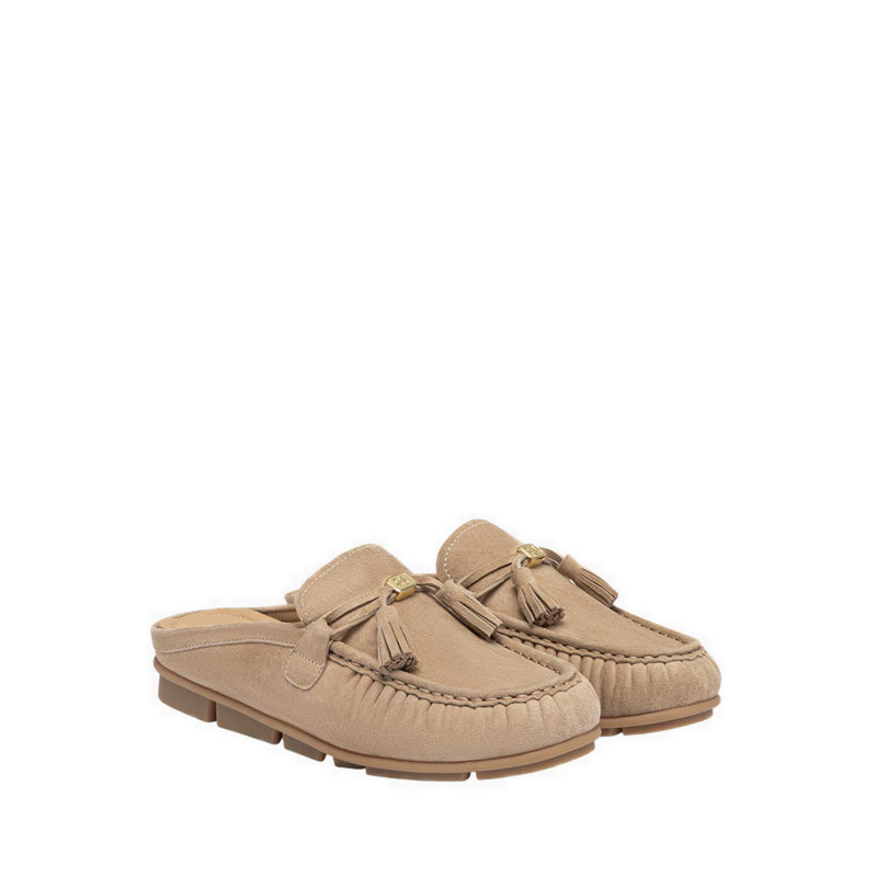 Pazzion Women's Jean Bow Suede Mules - Natural