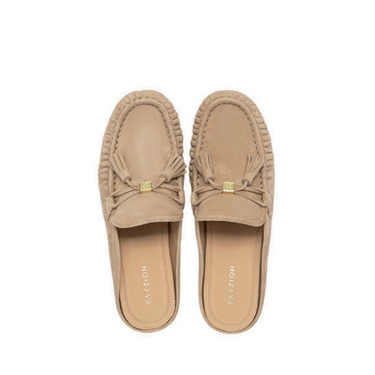Pazzion Women's Jean Bow Suede Mules - Natural