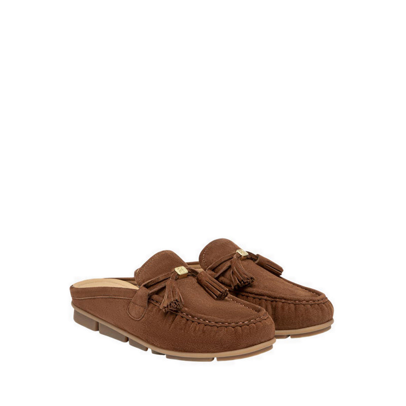 Pazzion Women's Jean Bow Suede Mules - Brown