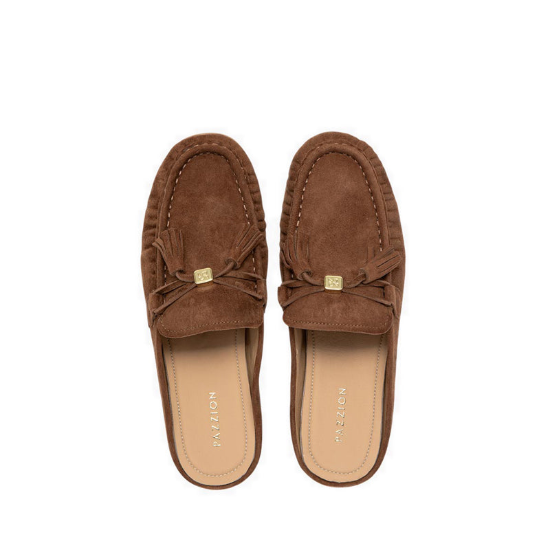 Pazzion Women's Jean Bow Suede Mules - Brown