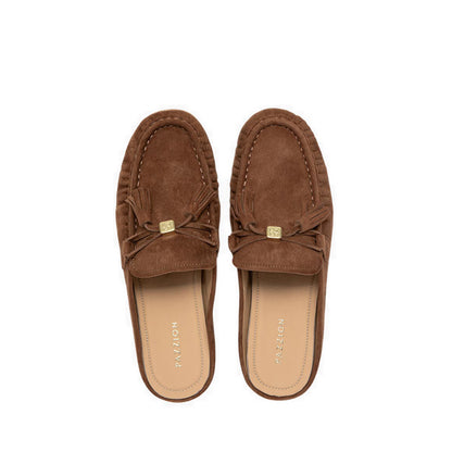 Pazzion Women's Jean Bow Suede Mules - Brown