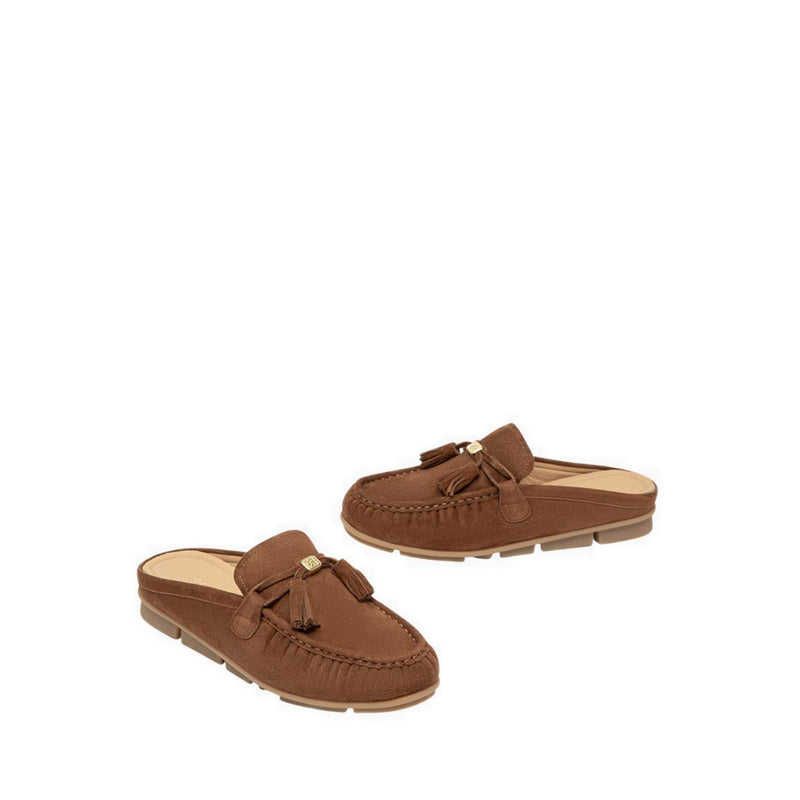 Pazzion Women's Jean Bow Suede Mules - Brown