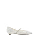 Jemima Embellished Mesh Pointed Toe Flats - White