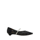 Jemima Embellished Mesh Pointed Toe Flats - Black