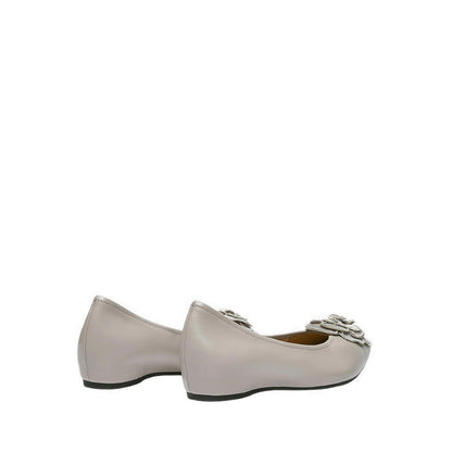Pazzion Women's Jovena Floral Embellished Leather Pointed Flats - Grey