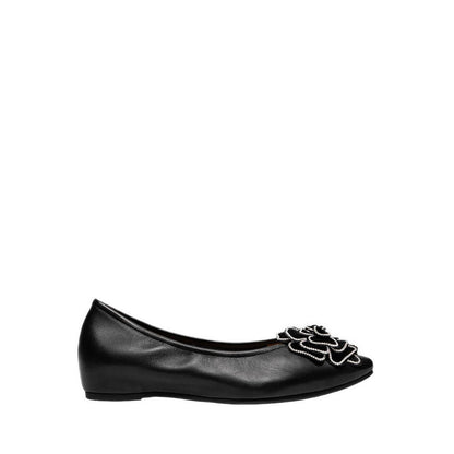 Pazzion Women's Jovena Floral Embellished Leather Pointed Flats - Black