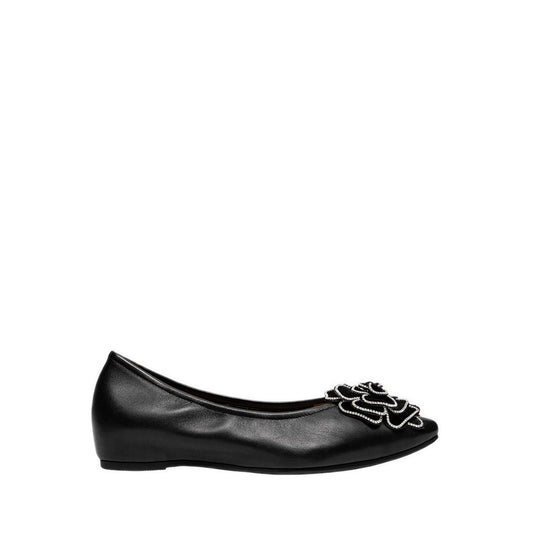 Pazzion Women's Jovena Floral Embellished Leather Pointed Flats - Black