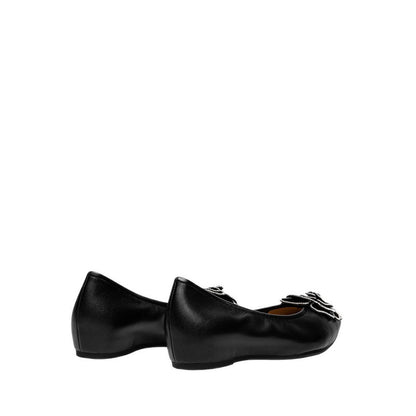 Pazzion Women's Jovena Floral Embellished Leather Pointed Flats - Black