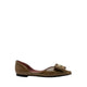 Women's Kara Gold Accented Sculpted Bow Patent Flats - Khaki