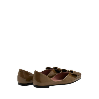 Women's Kara Gold Accented Sculpted Bow Patent Flats - Khaki