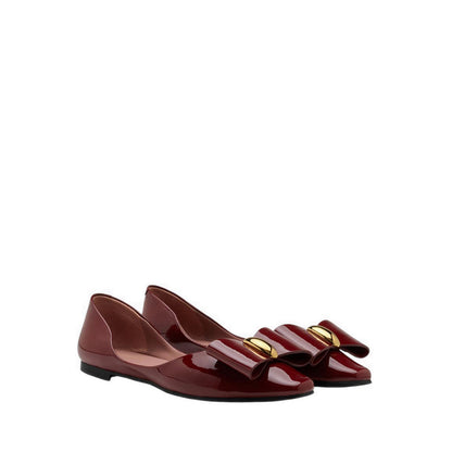Women's Kara Gold Accented Sculpted Bow Patent Flats - Maroon