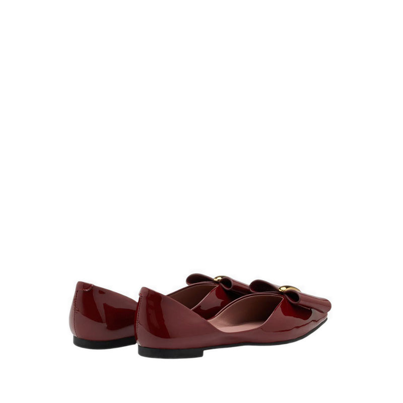 Women's Kara Gold Accented Sculpted Bow Patent Flats - Maroon