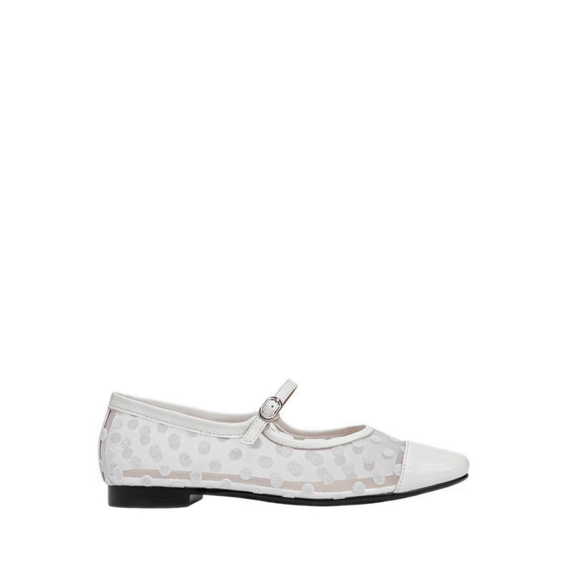 Pazzion Women's Kenzie Polka Dot Mesh Mary Janes - Beige