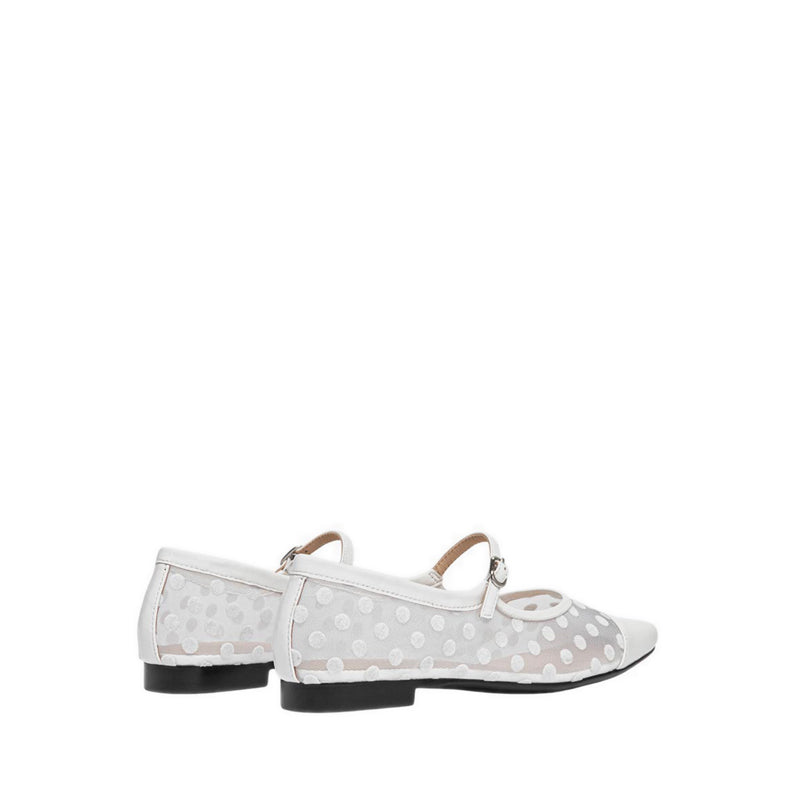 Pazzion Women's Kenzie Polka Dot Mesh Mary Janes - Beige