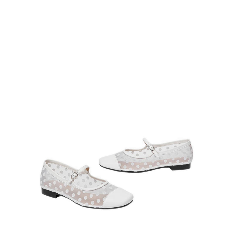 Pazzion Women's Kenzie Polka Dot Mesh Mary Janes - Beige