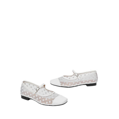 Pazzion Women's Kenzie Polka Dot Mesh Mary Janes - Beige