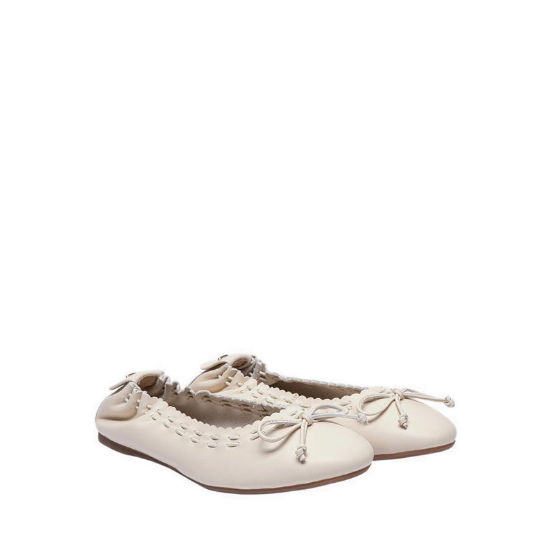 Women's Kyraline Bow-Tied Leather Flats - Beige