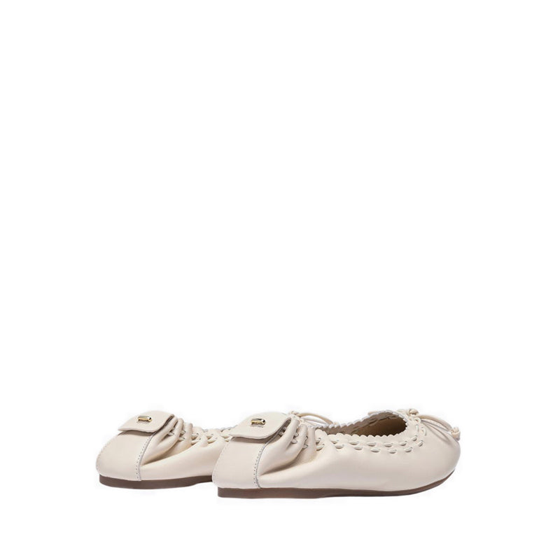 Women's Kyraline Bow-Tied Leather Flats - Beige