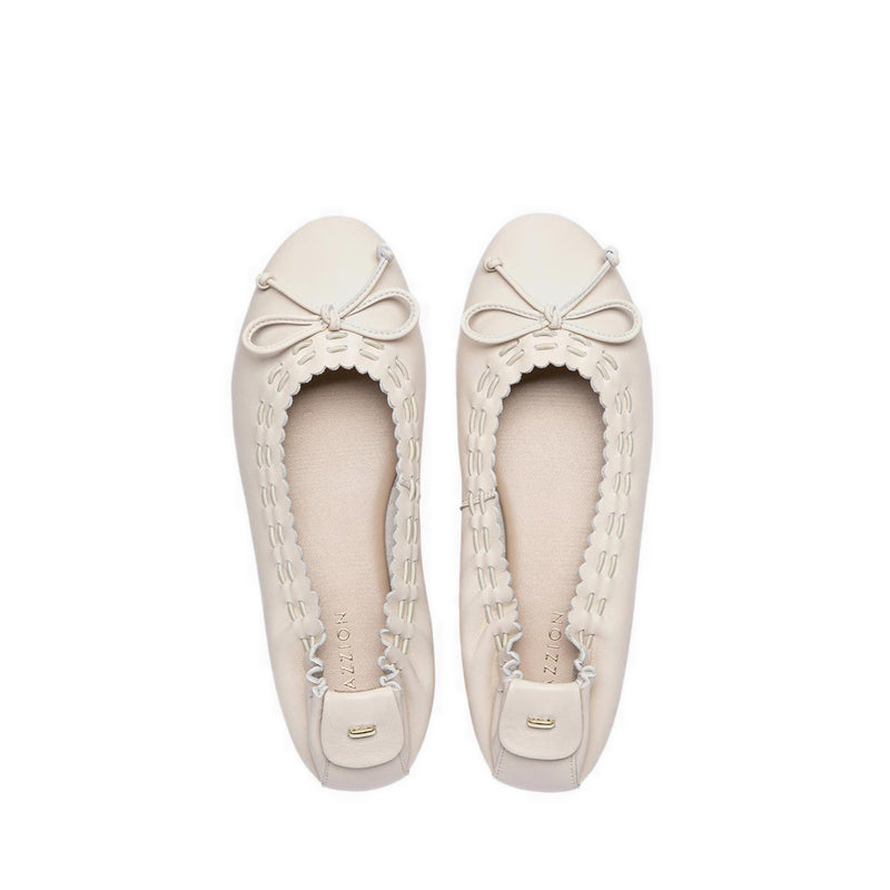 Women's Kyraline Bow-Tied Leather Flats - Beige