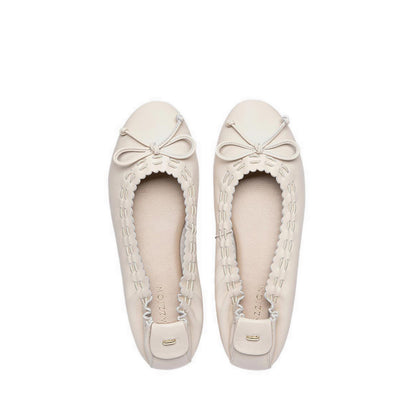 Women's Kyraline Bow-Tied Leather Flats - Beige