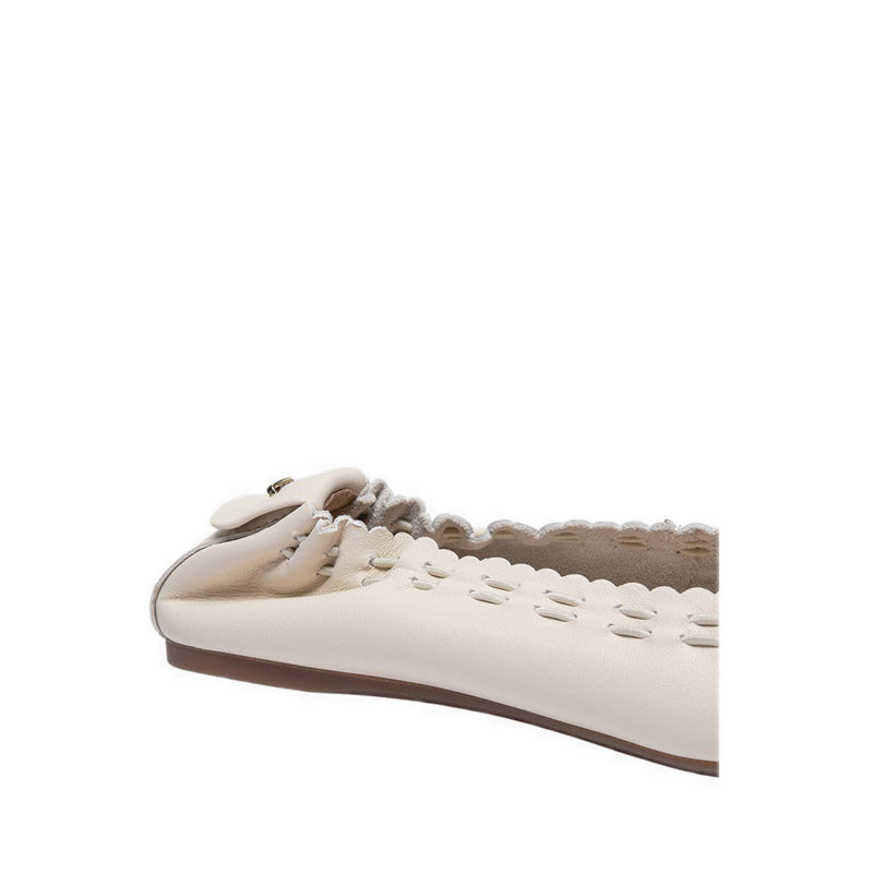 Women's Kyraline Bow-Tied Leather Flats - Beige