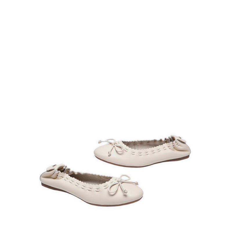 Women's Kyraline Bow-Tied Leather Flats - Beige