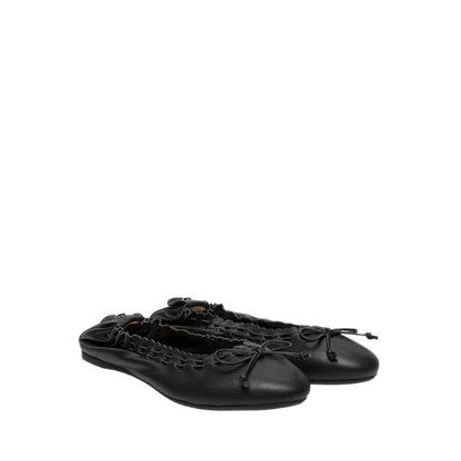 Women's Kyraline Bow-Tied Leather Flats - Black