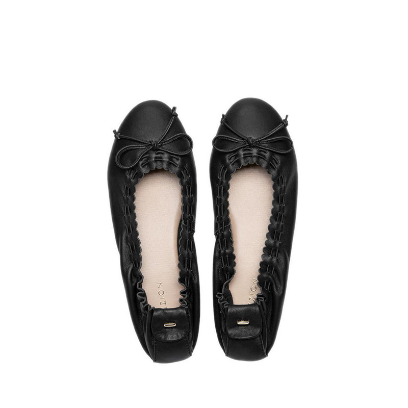 Women's Kyraline Bow-Tied Leather Flats - Black