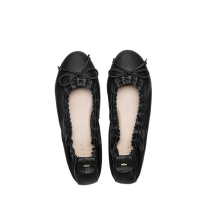 Women's Kyraline Bow-Tied Leather Flats - Black