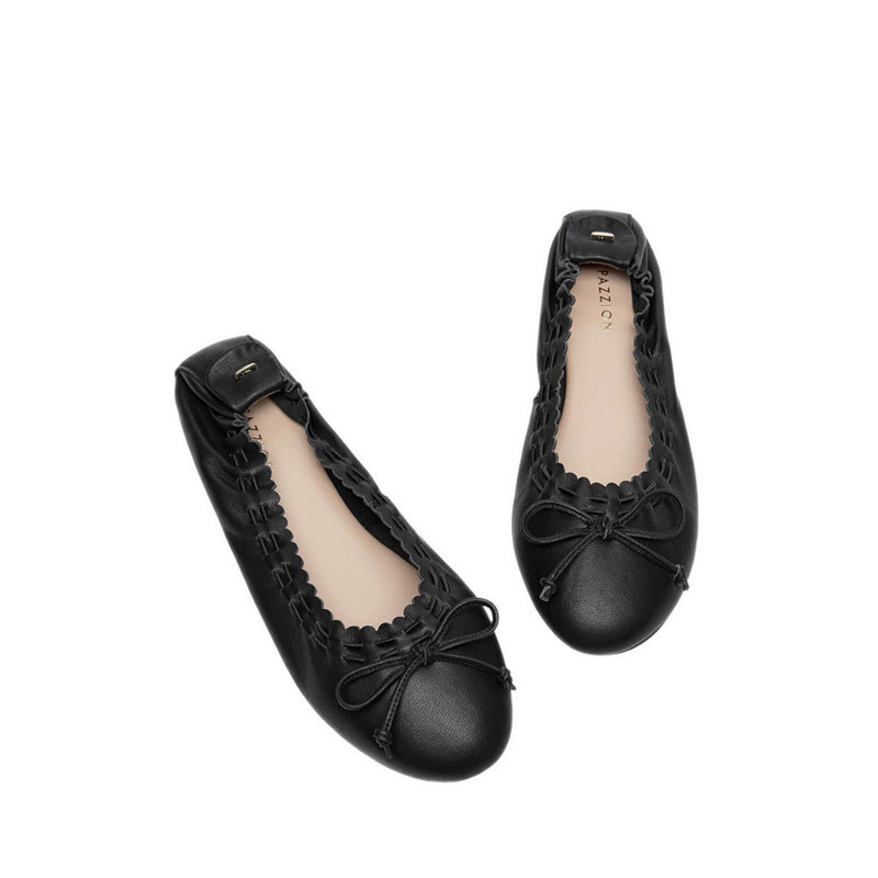 Women's Kyraline Bow-Tied Leather Flats - Black