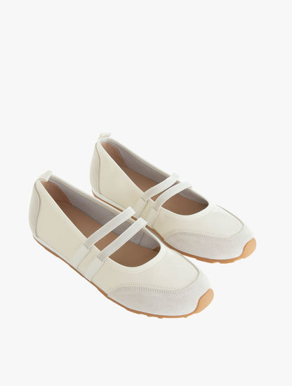 Pazzion Women's Liravelle Double-Strap Suede Mary Janes - White